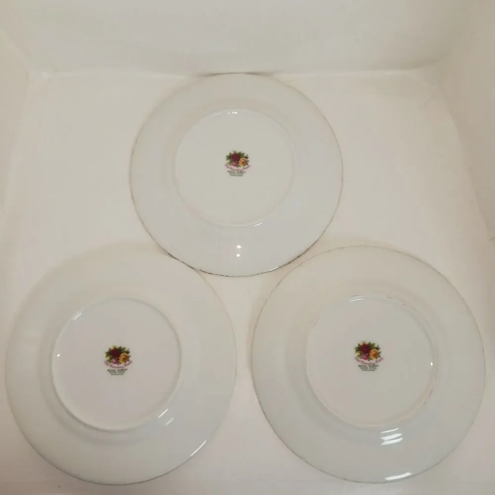 Royal Albert Bread Plates 6 1/4 Inch Old Country Roses Red Yellow Gold Set Of 3
